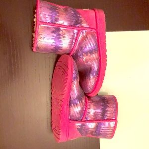 Pink and purple UGG boots